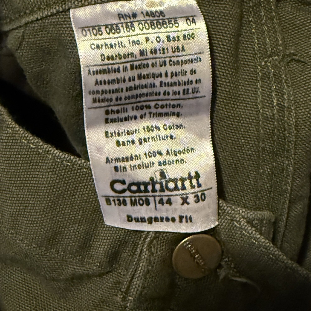 VTG Carhartt B136 MOS Canvas Moss Green Double Knee Carpenter Original Pants - Picture 6 of 6